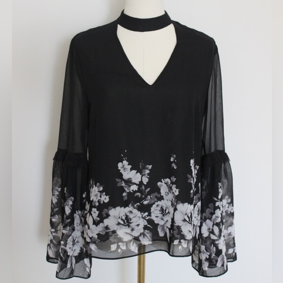 White House Black Market Tops - Black High Neck Blouse with Bell sleeve from White House Black Marker